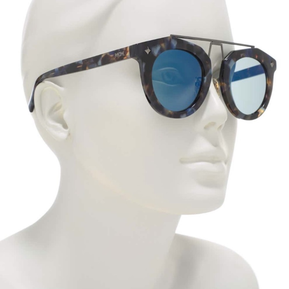 MCM 49 mm Round Sunglasses in Havana Blue